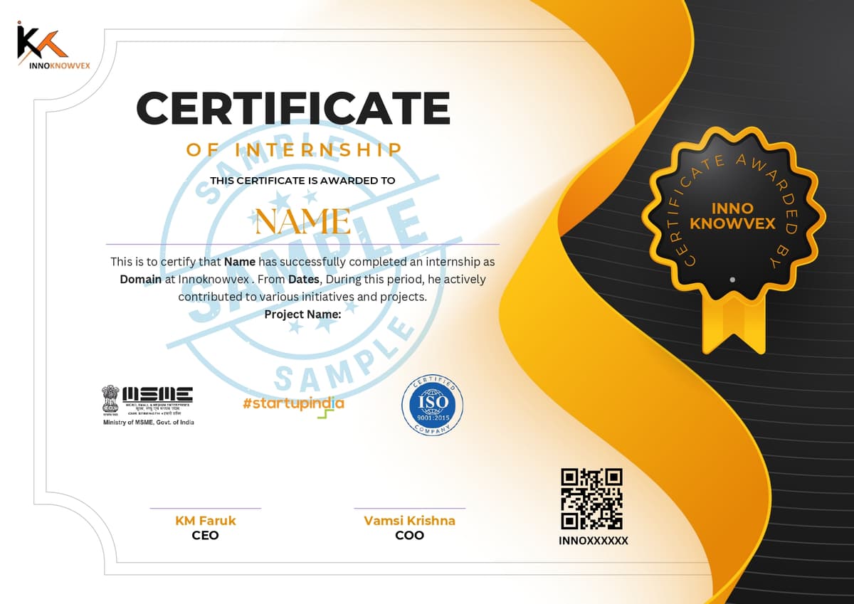 Sample Internship Certificate